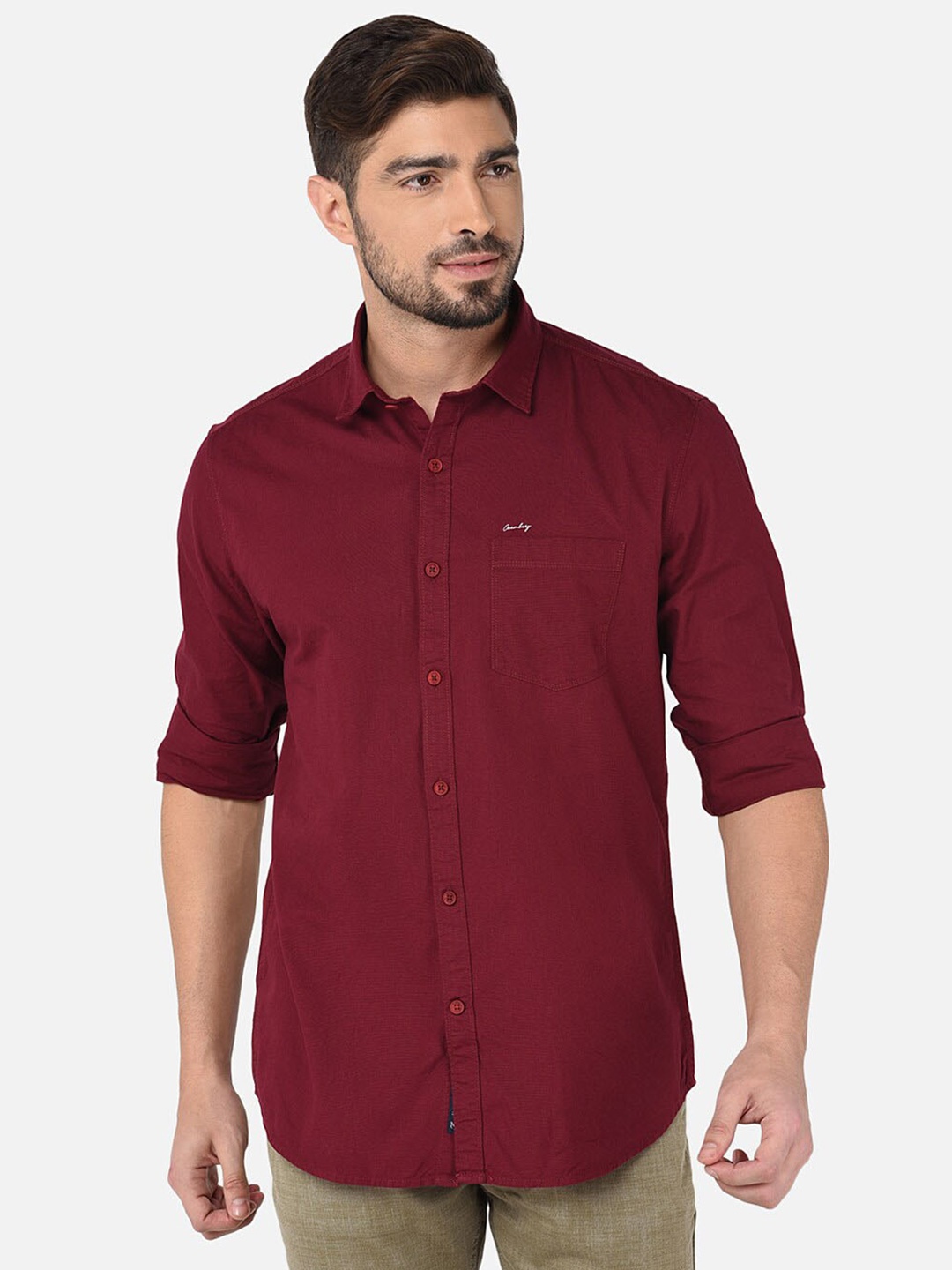 

Oxemberg Men Classic Slim Fit Cotton Casual Shirt, Maroon