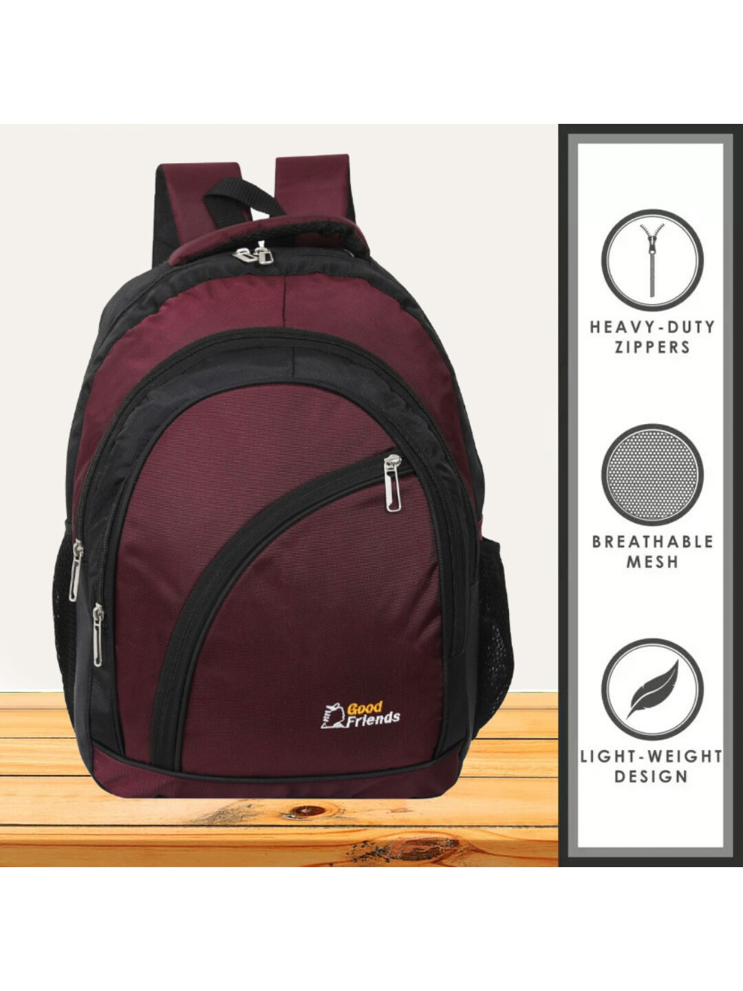 

GOOD FRIENDS Unisex Adults Solid Medium Backpack, Purple