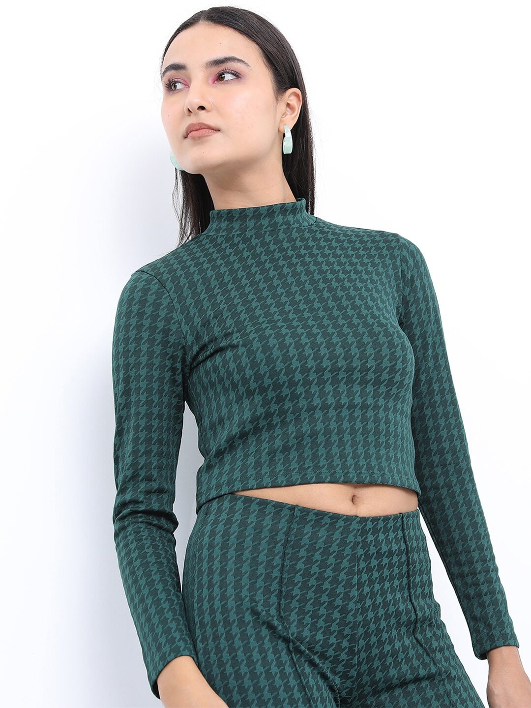 

Tokyo Talkies Woman Jacquard Crop Top, Green