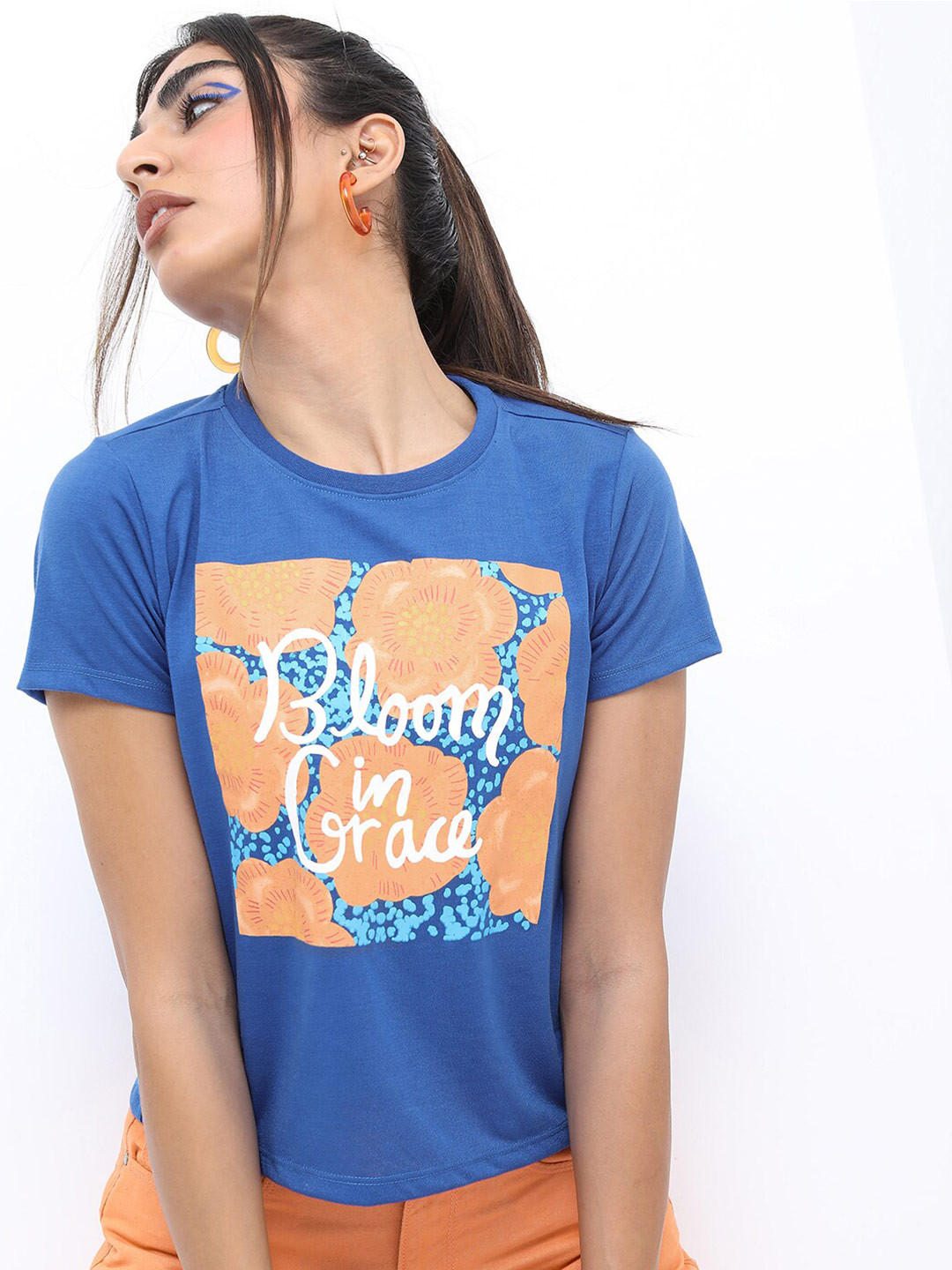 

Tokyo Talkies Women Printed T-shirt, Blue