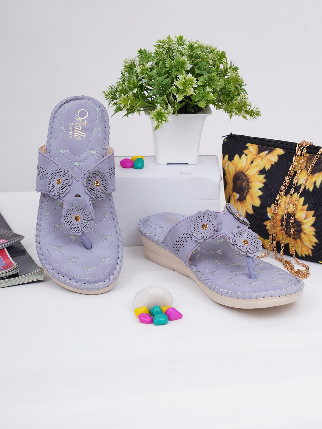 

VEILLE Women Embellished Comfort Heels, Purple
