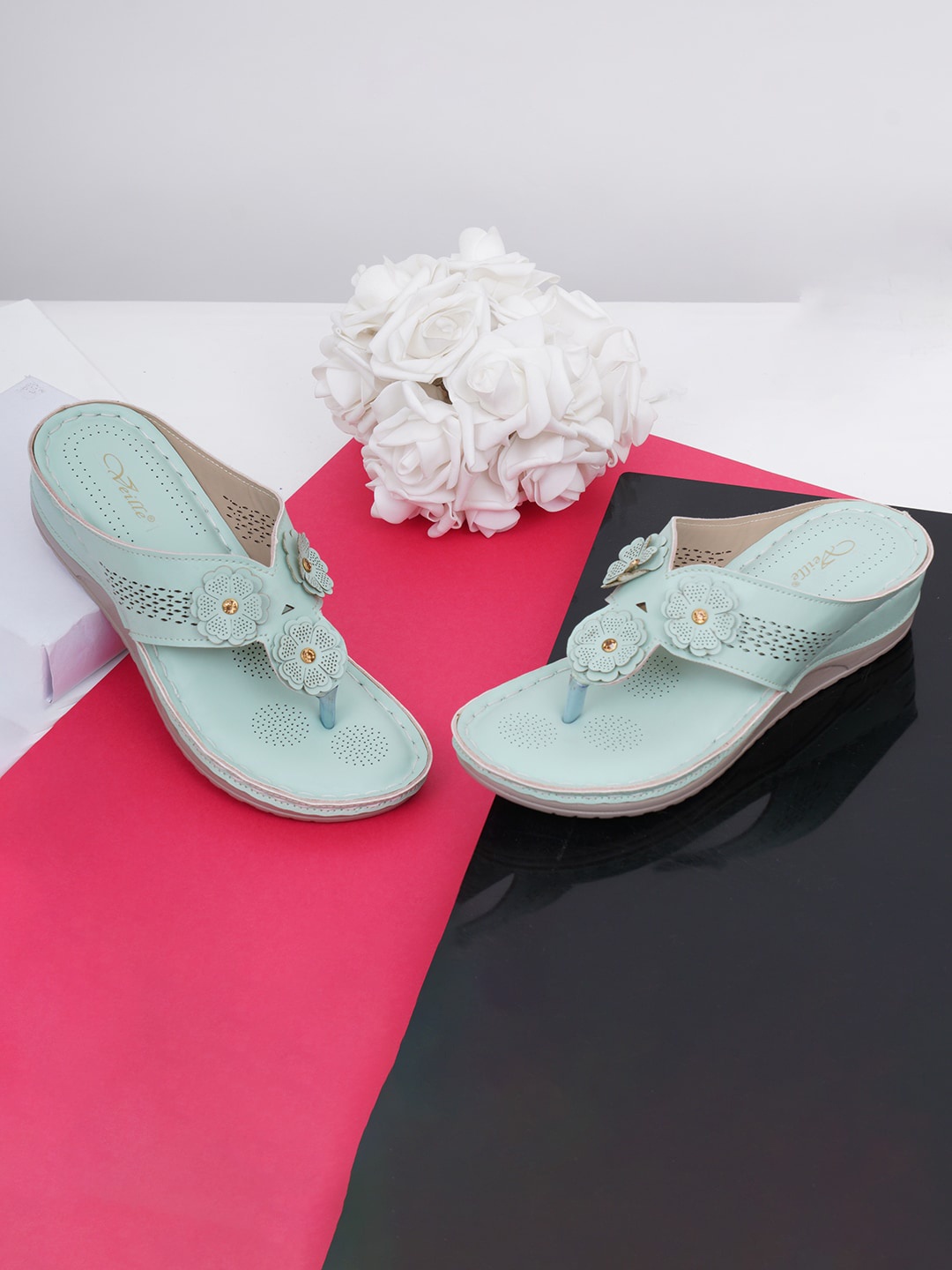 

VEILLE Embellished Wedge Heels, Turquoise blue