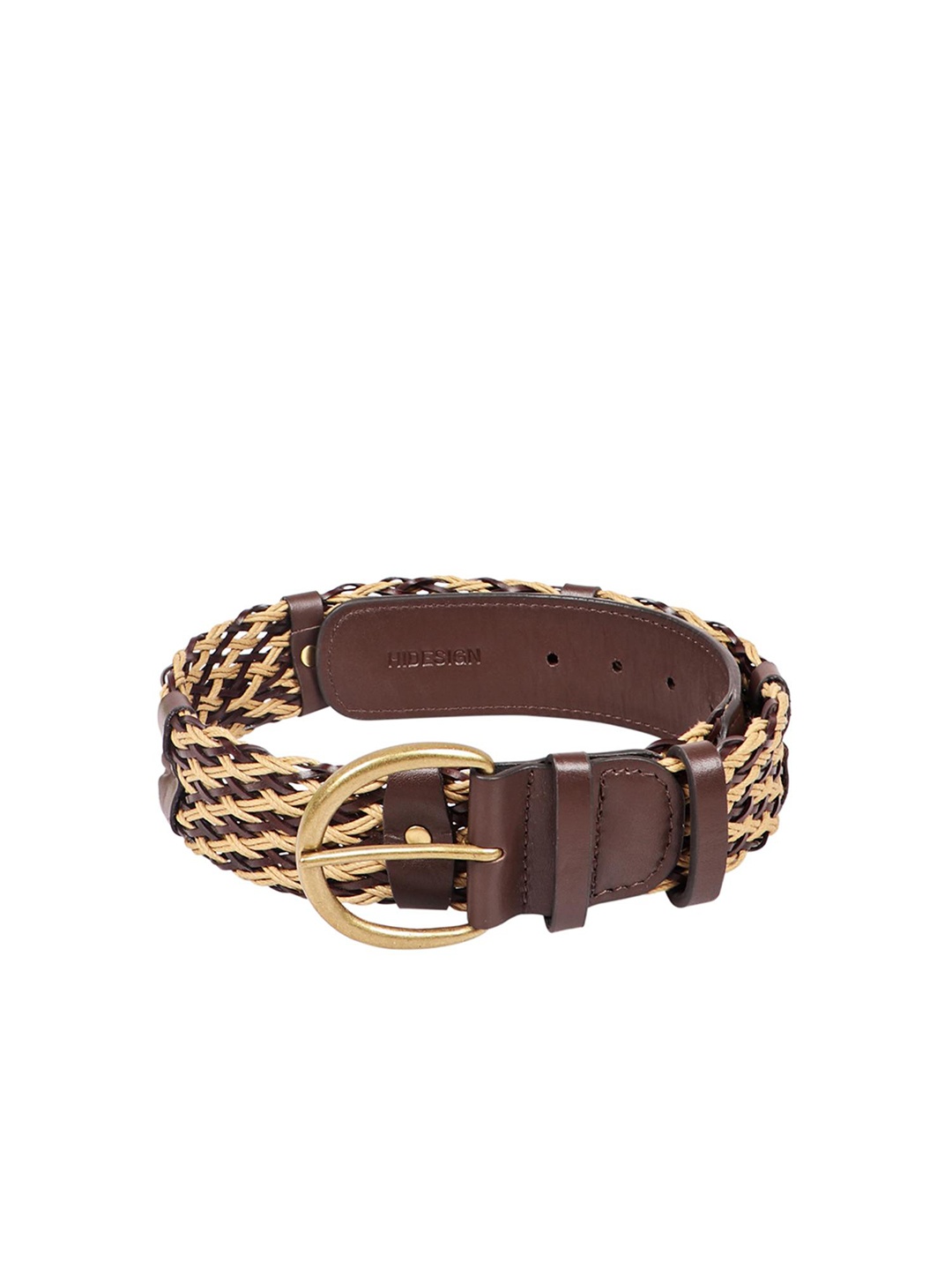 

Hidesign Women Push Pin Woven Design Leather Belt, Brown