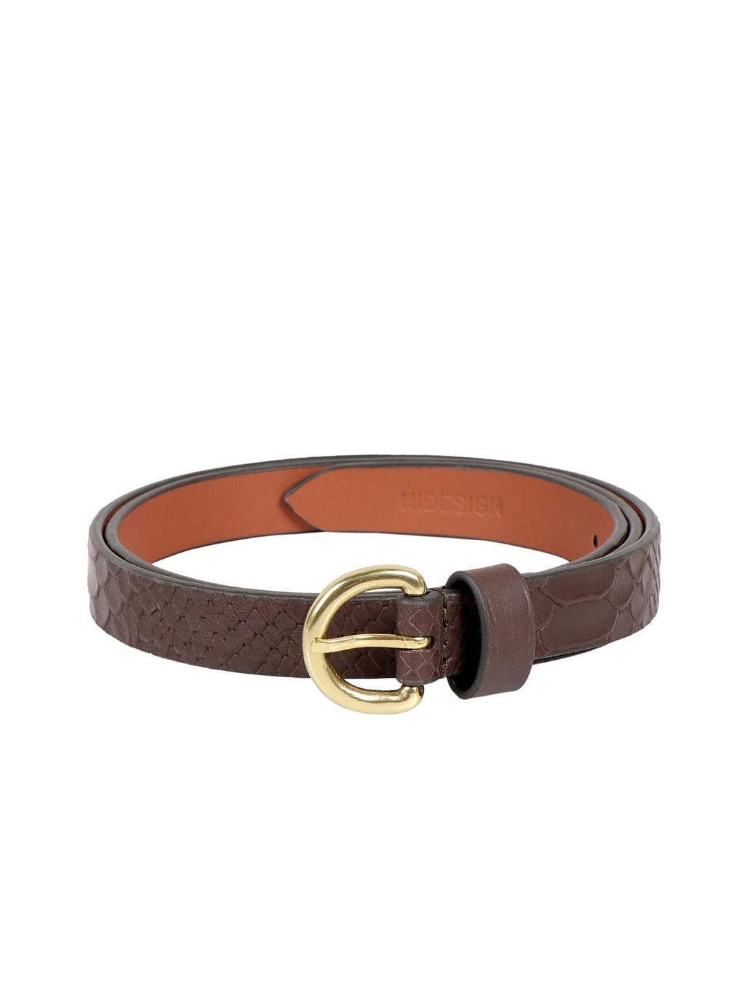 

Hidesign Women Push Pin Textured Leather Belt, Brown