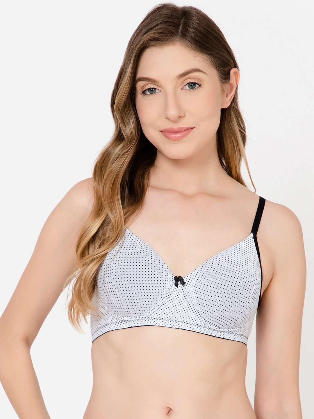 

Clovia Padded Non-Wired Full Cup Polka Dot Print T-shirt Bra, White