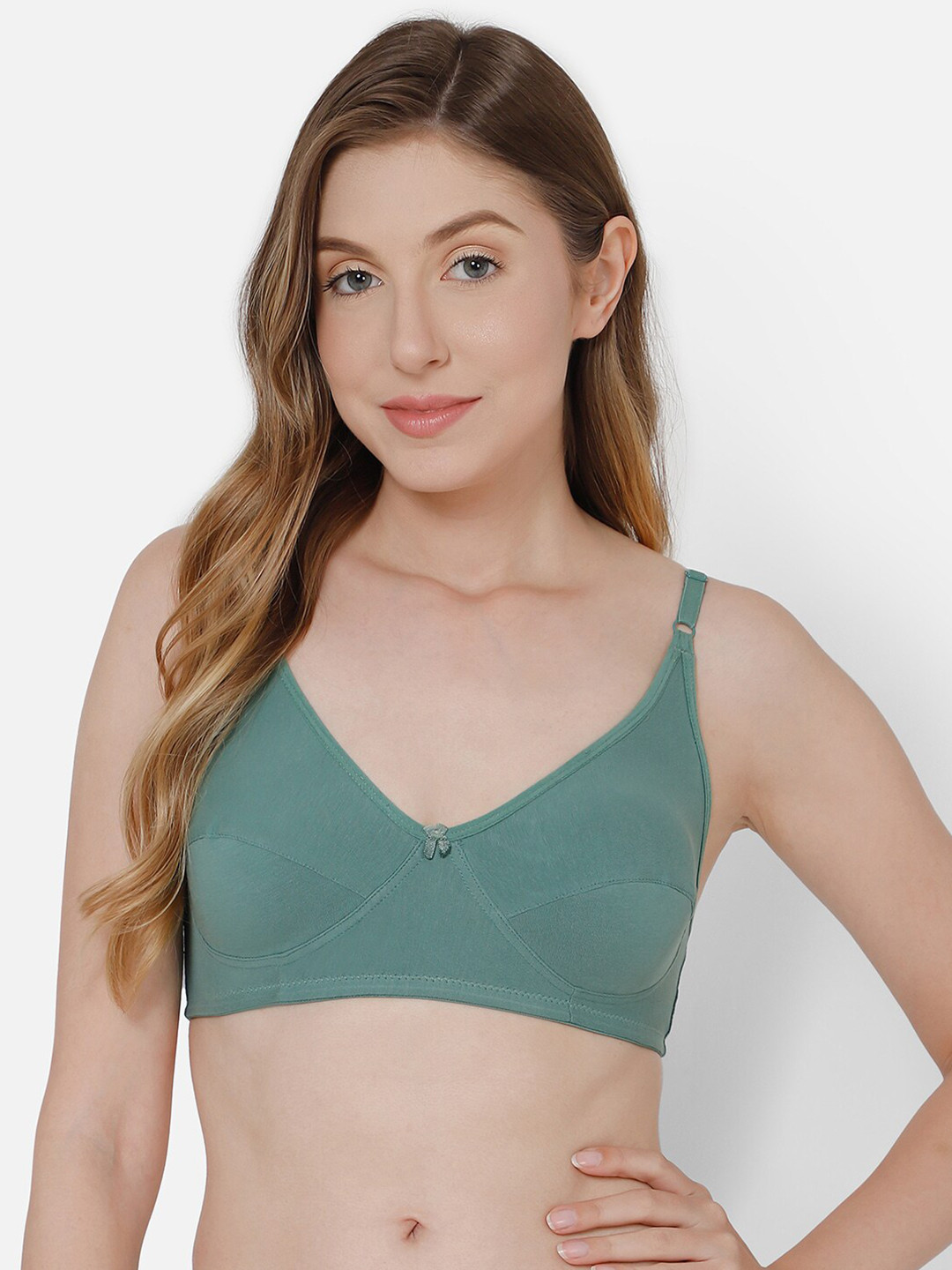 

Clovia Non-Padded Non-Wired Cotton Full Coverage Bra, Green