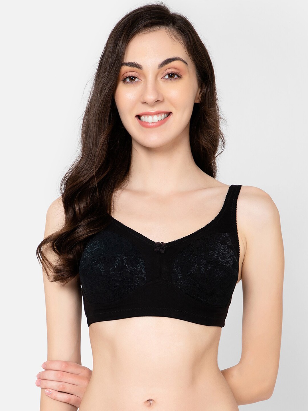 

Clovia Non-Padded Cotton Bra, Black
