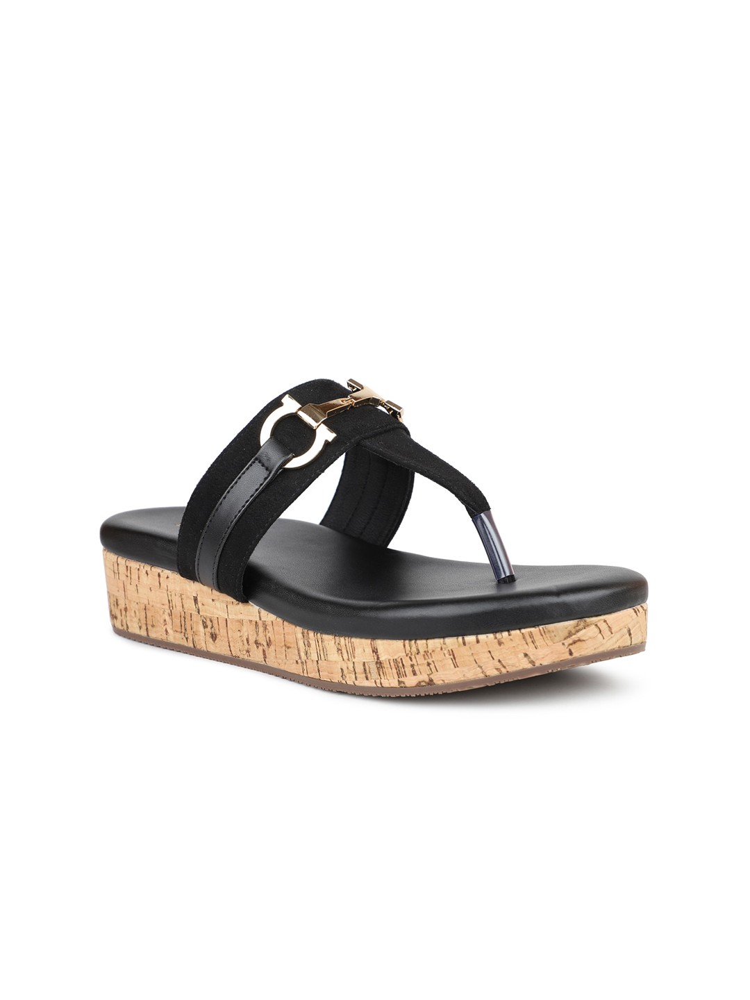 

Inc 5 Flatform Open Toe Wedges, Black