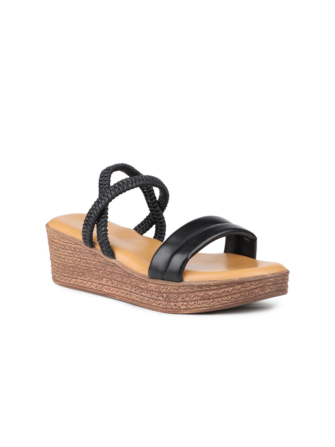 

Inc 5 Flatform Solid Open Toe Wedge, Black