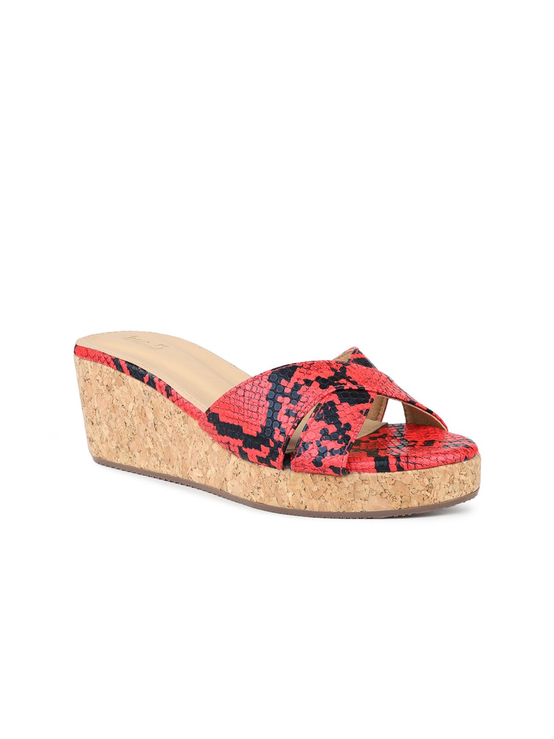 

Inc 5 Printed Open Toe Wedges, Red
