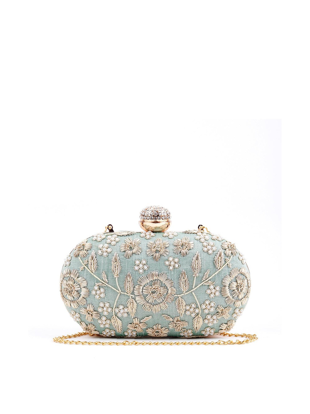

ODETTE Embellished Box Clutch, Green