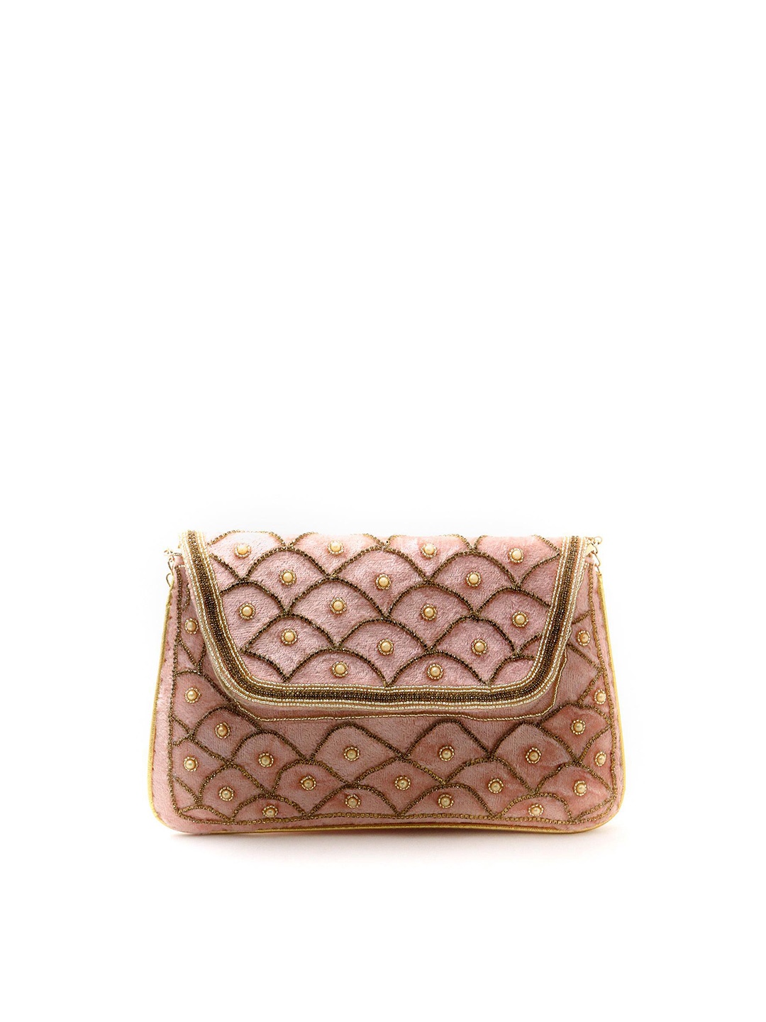 

ODETTE Embellished Envelope Clutch, Pink