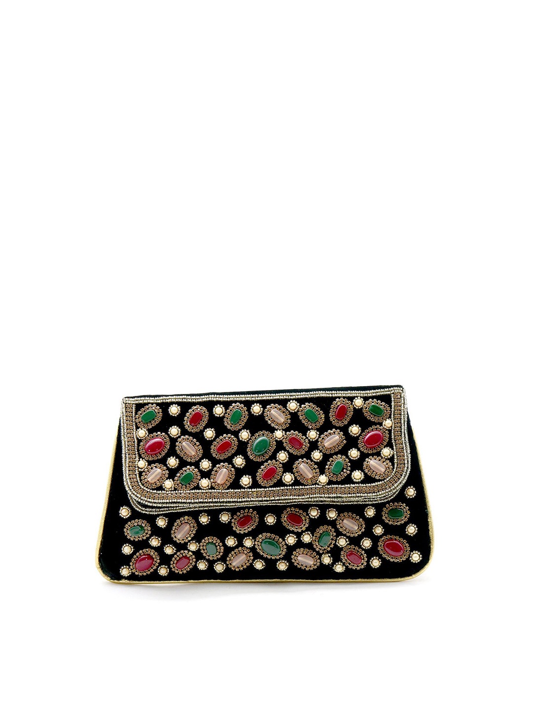 

ODETTE Embellished Envelope Clutch, Green