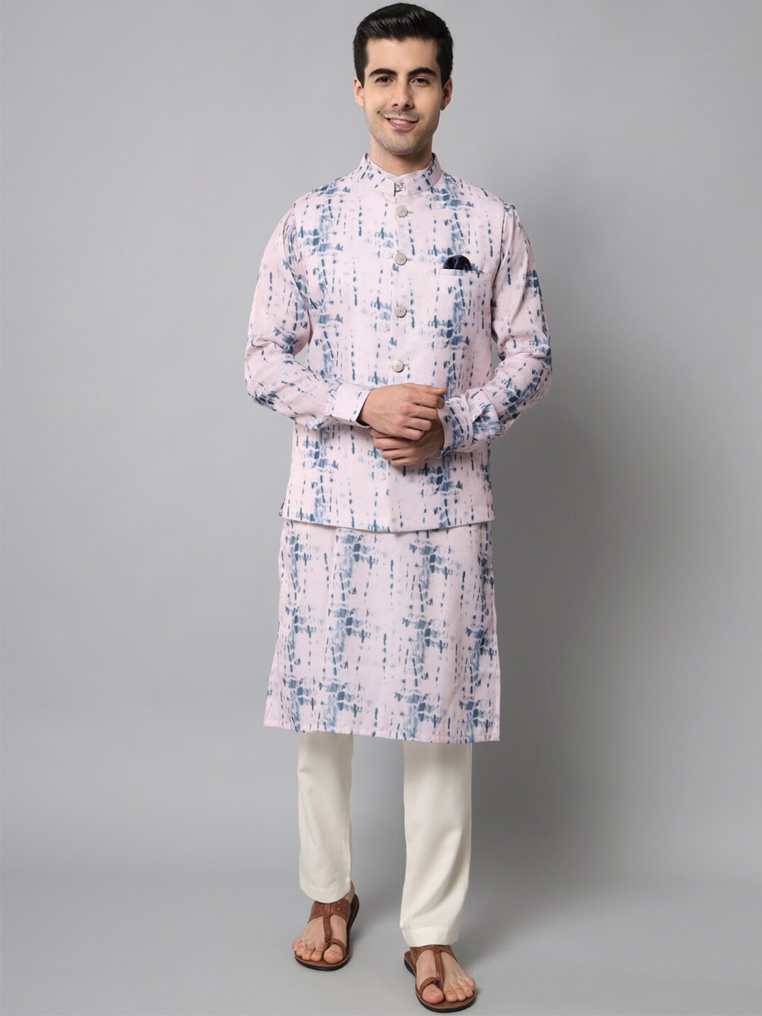 

MAXENCE Men Printed Nehru Jacket, Lavender