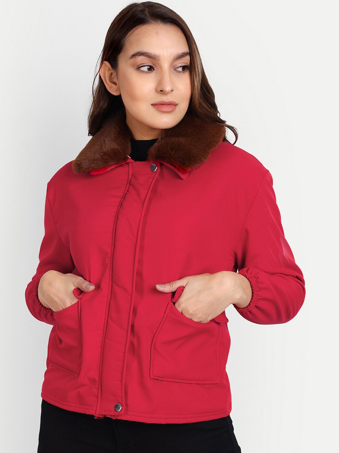 

iki chic Women Windcheater Bomber Jacket, Red