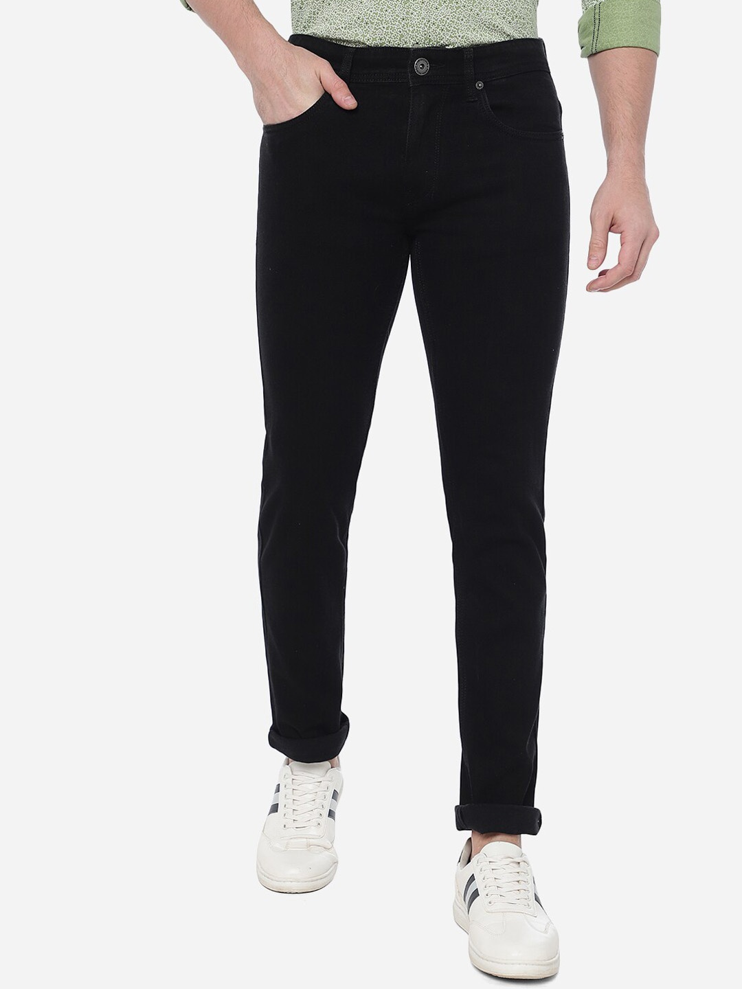 

Greenfibre Men Solid Cotton Regular Fit Jeans, Black