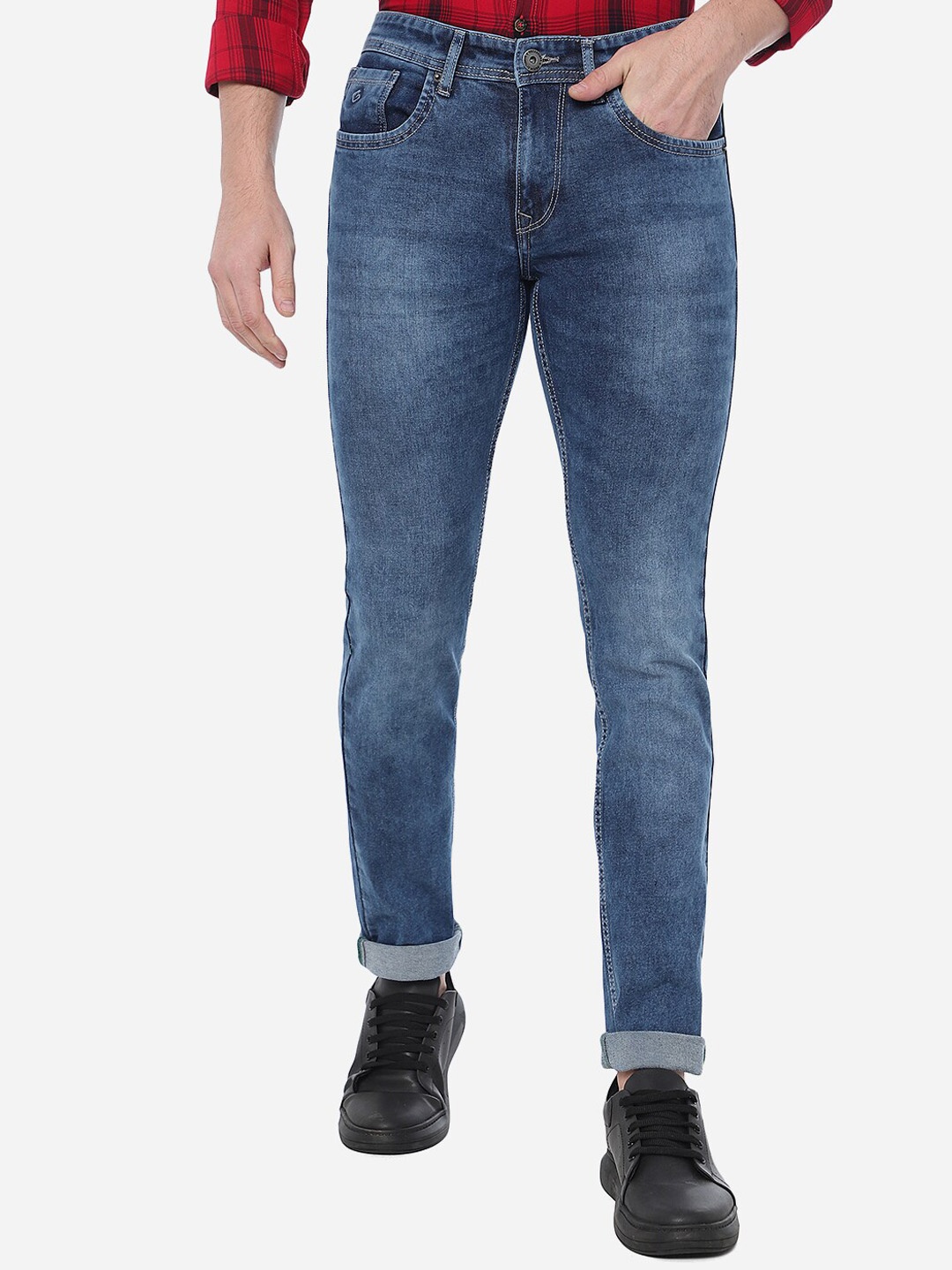

Greenfibre Men Solid Cotton Slim Fit Jeans, Blue