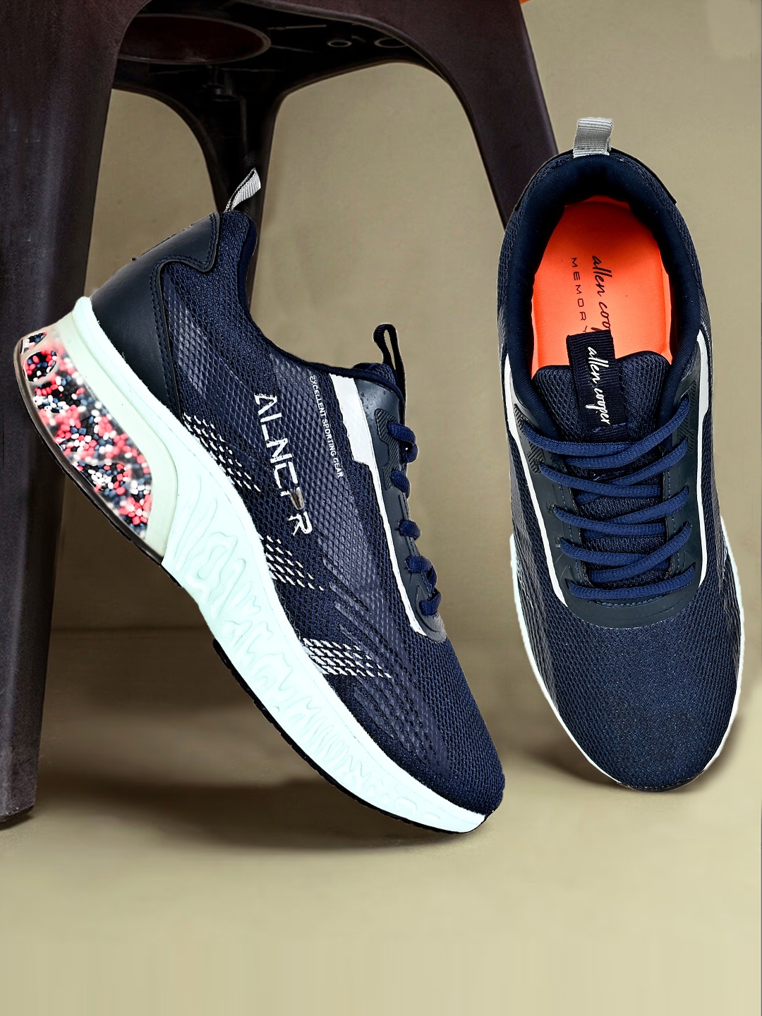 

Allen Cooper Men Mesh Ultralite Running Non-Marking Shoes, Navy blue