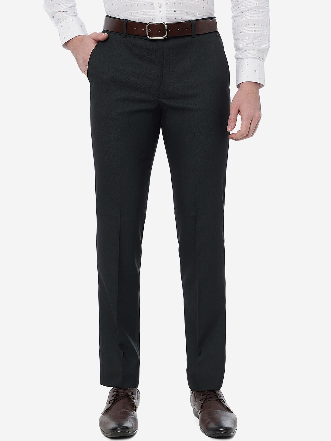 

Greenfibre Men Slim Fit Formal Trouser, Black