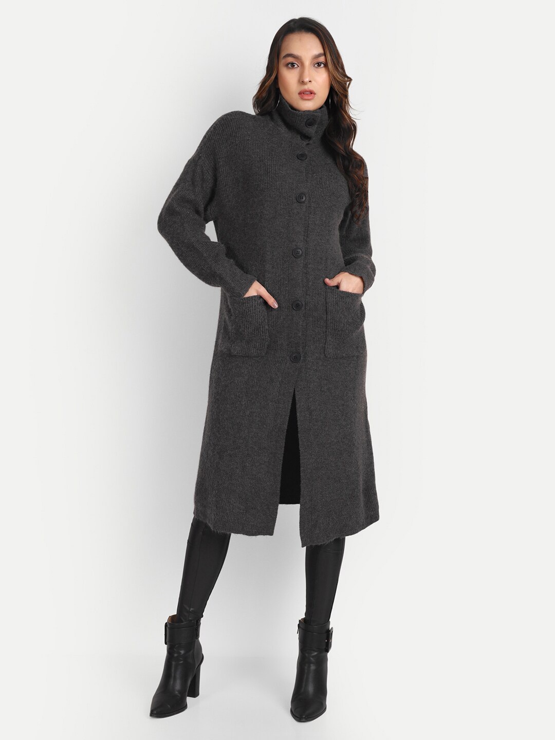 

iki chic Women Longline Cardigan, Grey