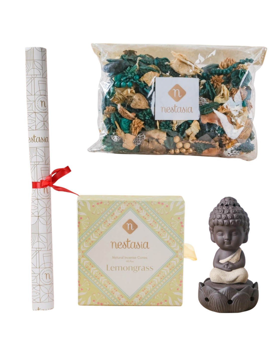 

Nestasia Grey Melange and White 5 Pieces Spiritual Bliss Wedding Home Gift Hamper Set
