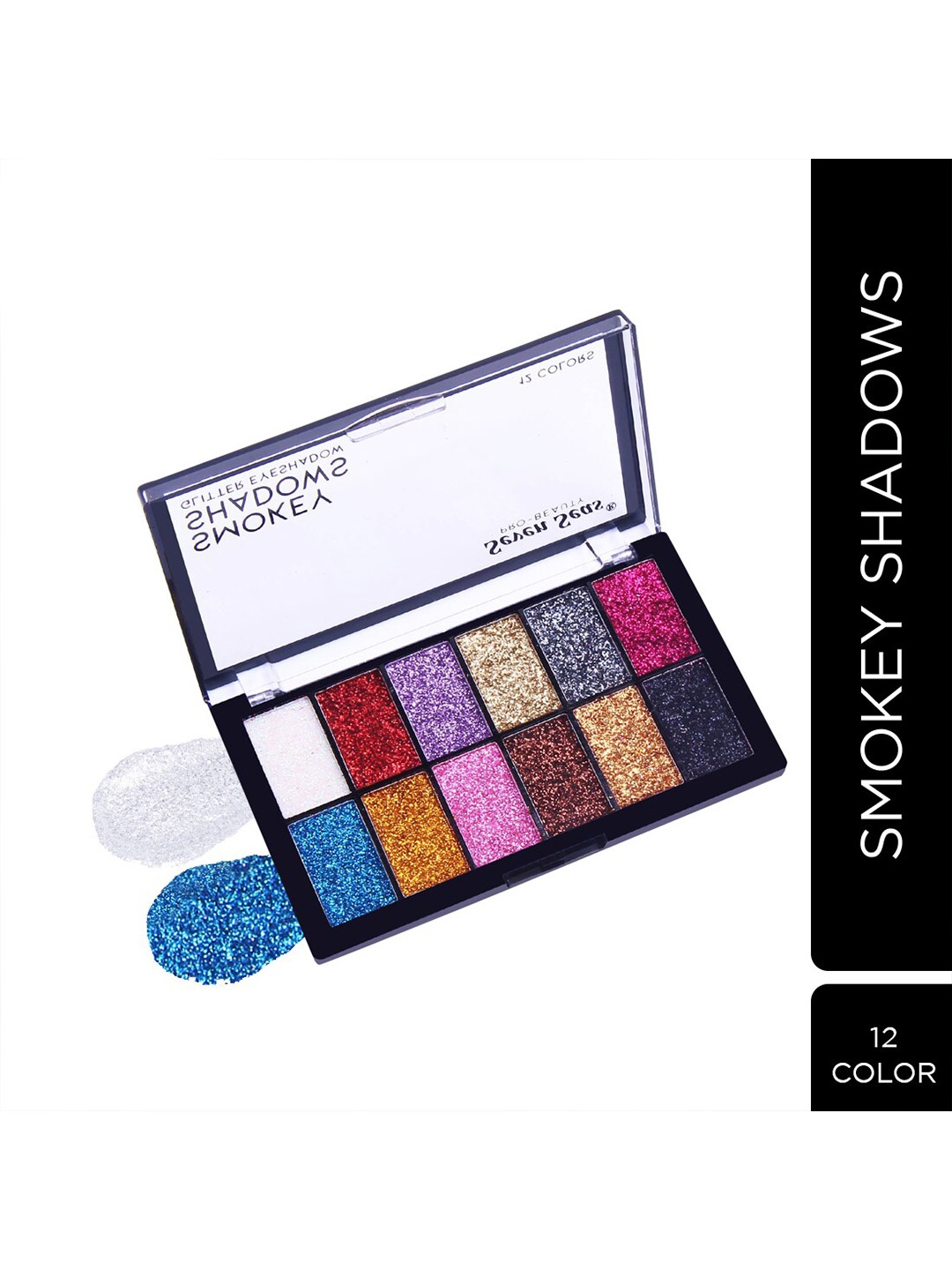 

Seven Seas Smokey Shadows 12 Colour Glitter Eyeshadow Palette 11.5 g, Pink