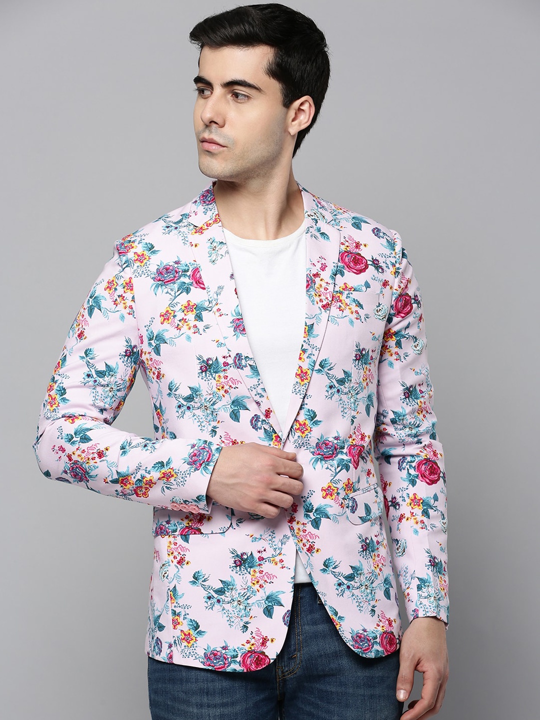 

SHOWOFF Men Printed Single-Breasted Blazers, Pink