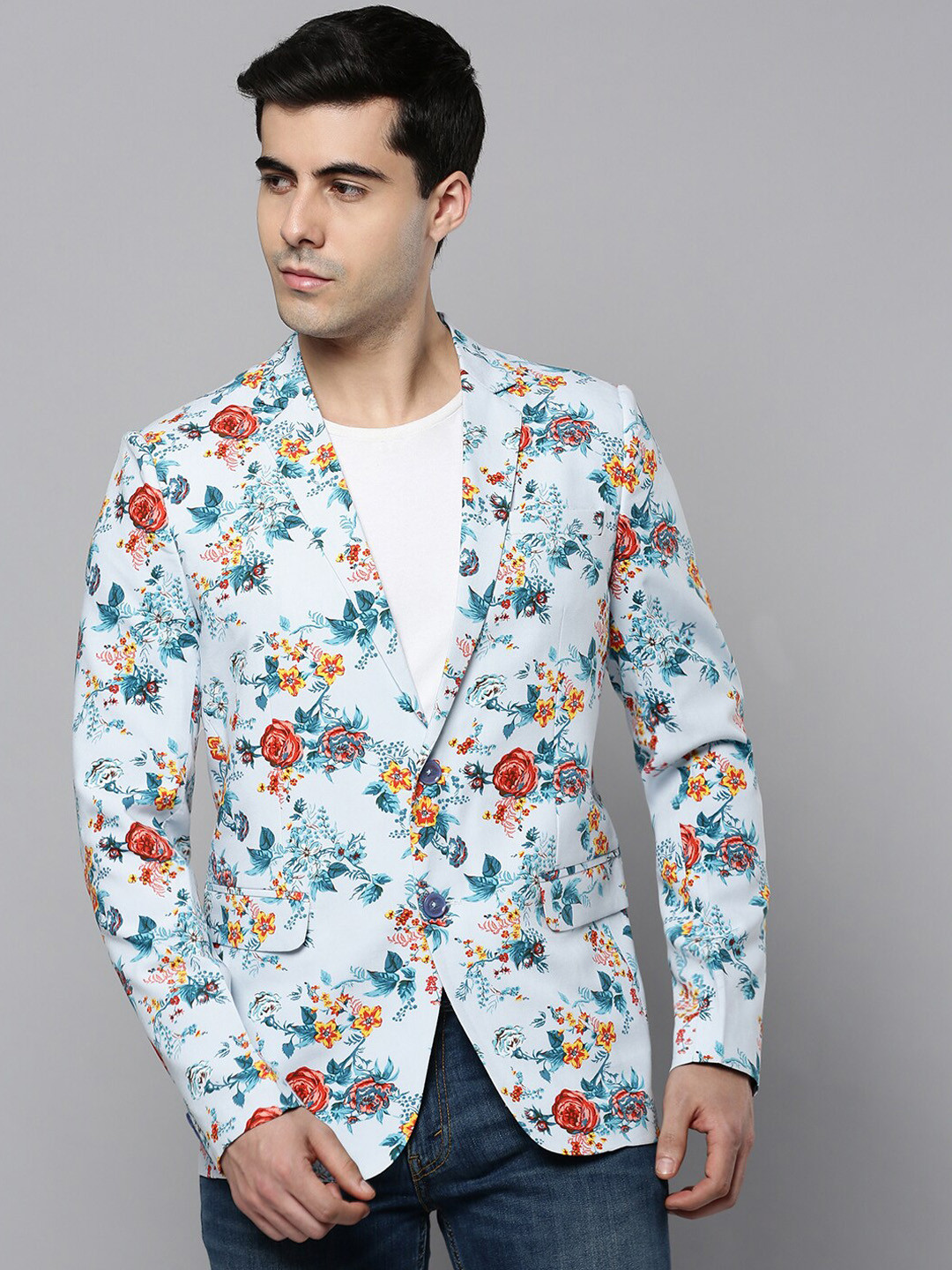 

SHOWOFF Men Printed Single-Breasted Blazer, Blue