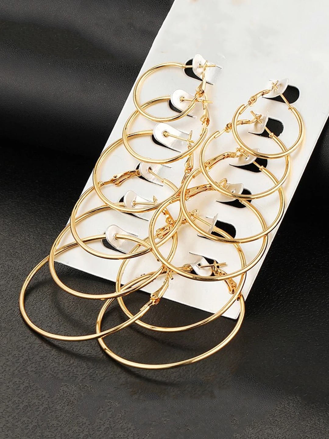 

Yellow Chimes Set of 6 Gold Plated Circular Hoop Earrings