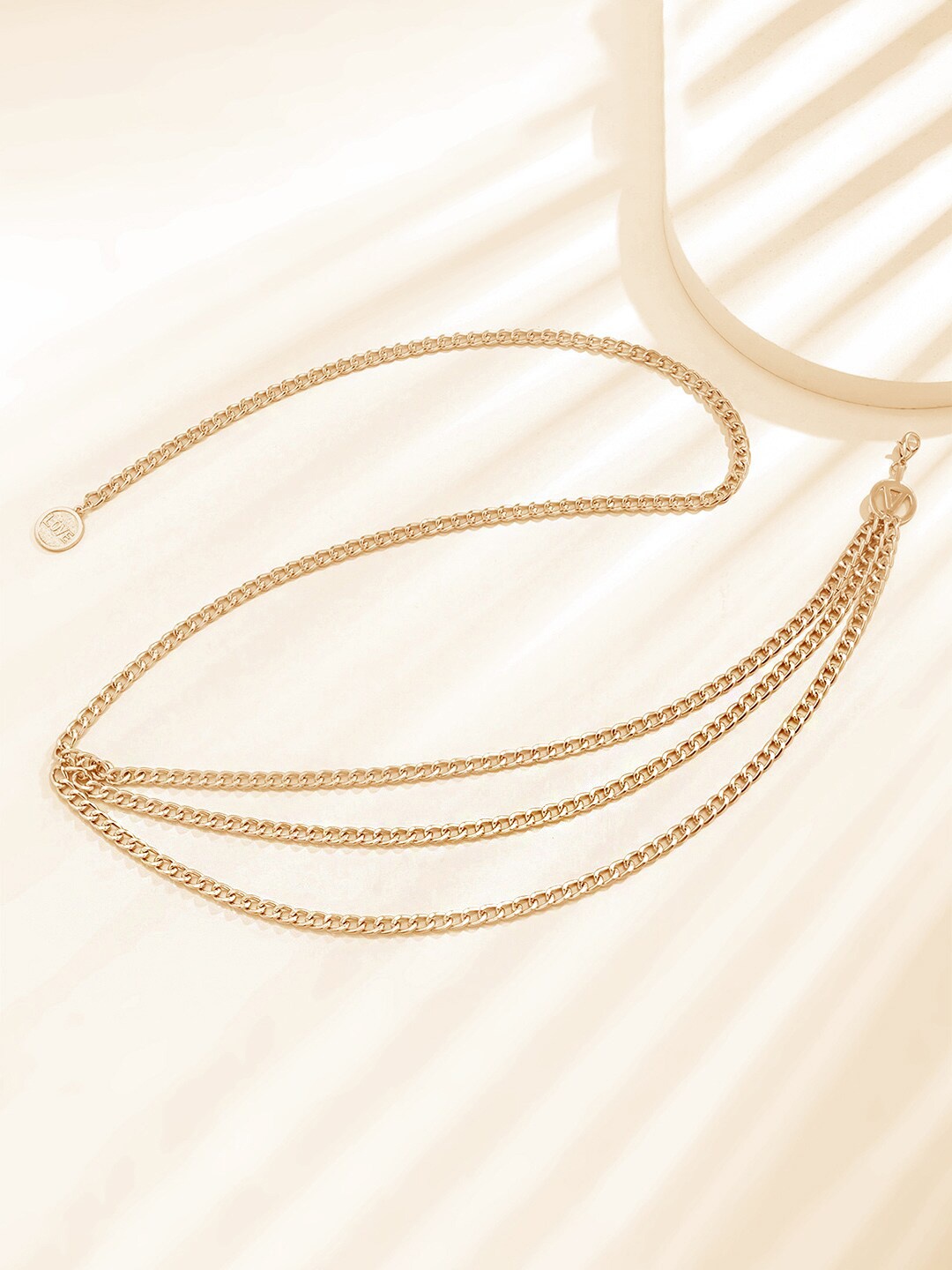 

Yellow Chimes Triple Layer Waist Chain, Gold