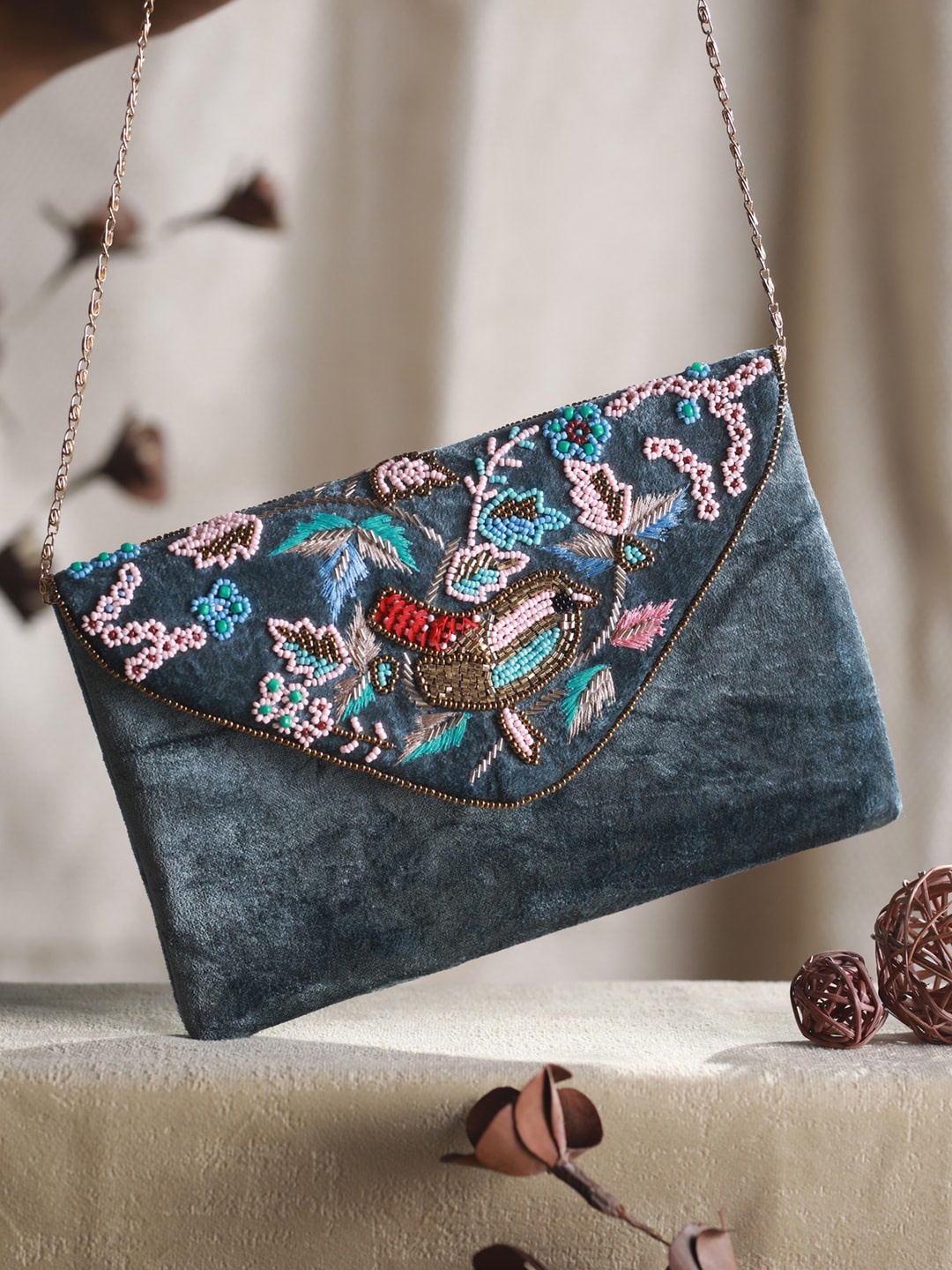 

Priyaasi Floral Embellished Oversized Shopper Shoulder Bag, Grey