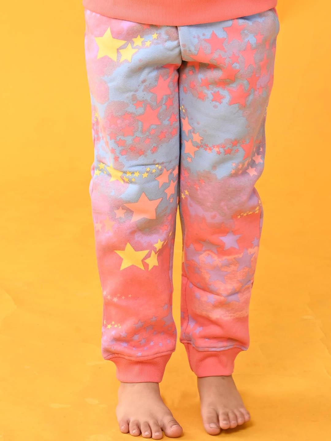 

Anthrilo Girls Printed Fleece Joggers, Pink