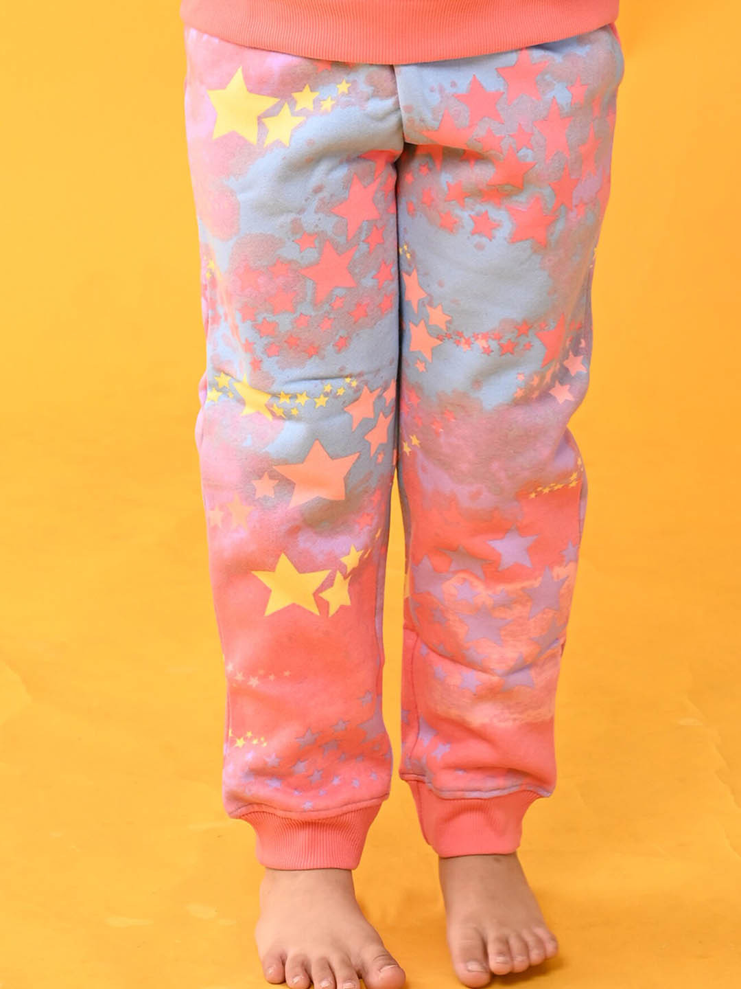 

Anthrilo Girls Tie & Dye Printed Fleece Joggers, Pink