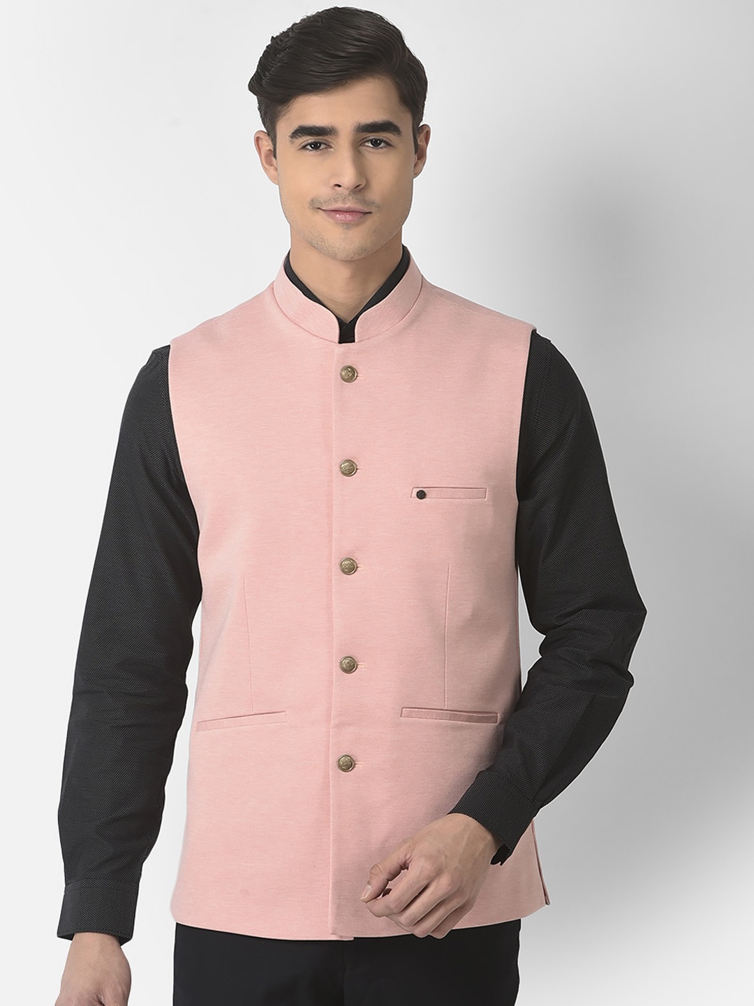 

Turtle Men Solid Nehru Jacket, Pink