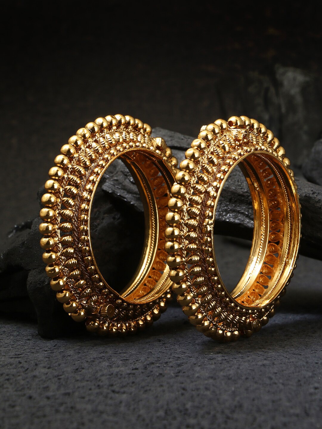 

Adwitiya Collection Set of 2 24 CT Gold-Plated Designer Bangle