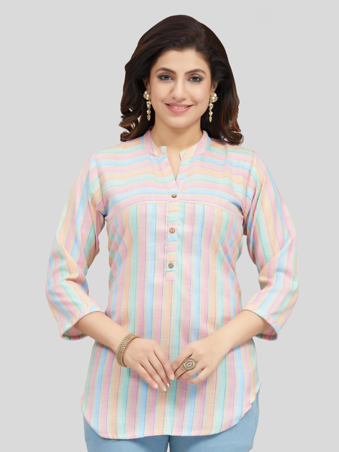 

Saree Swarg Striped Kurti, Blue