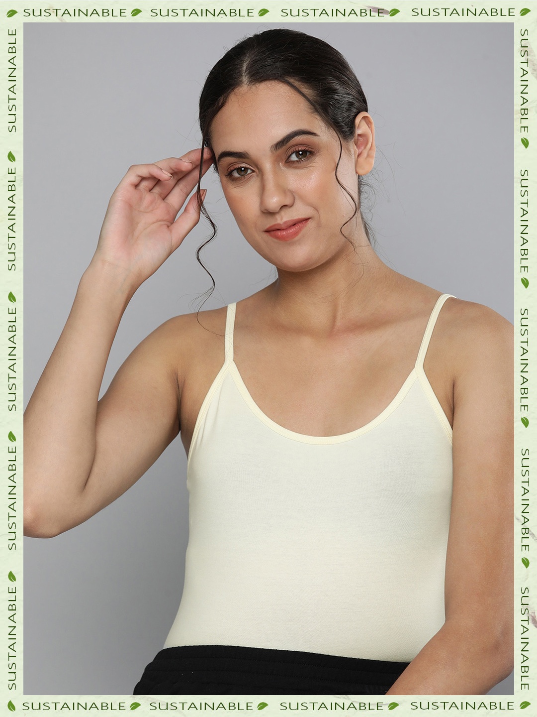 

HERE&NOW Solid Camisole With Adjustable Straps, Yellow