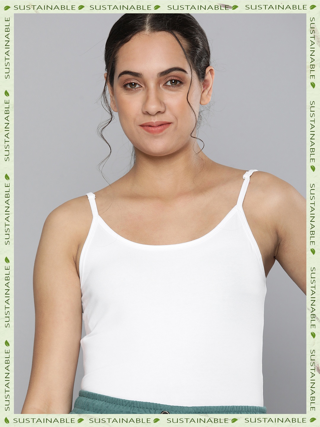 

HERE&NOW Solid Camisole With Adjustable Straps, White