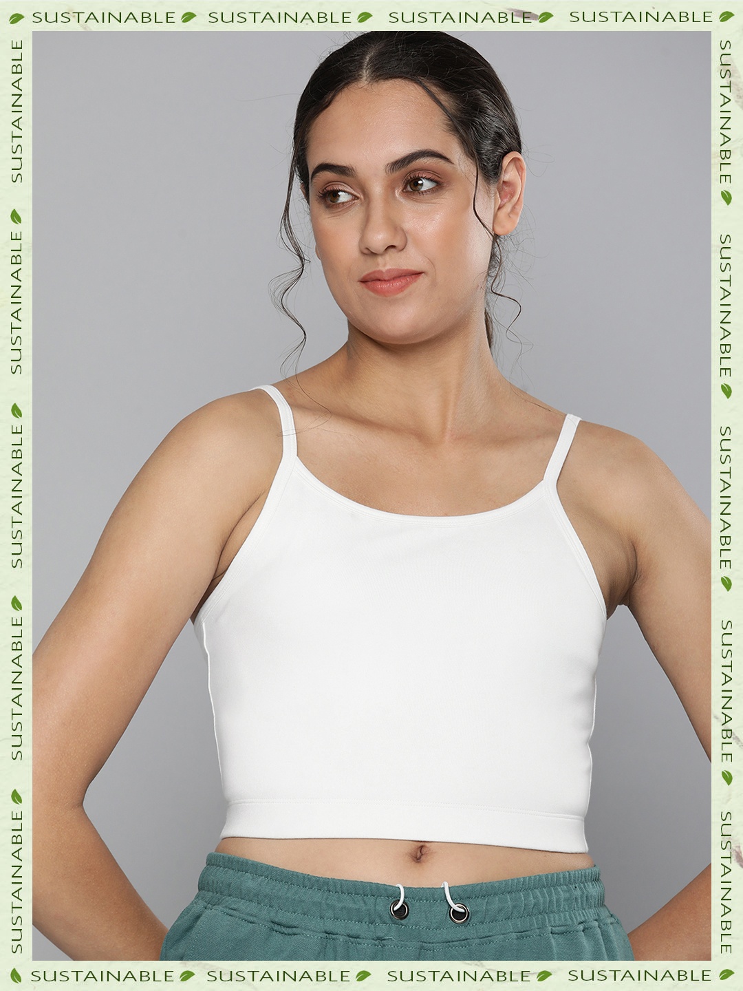 

HERE&NOW Women Solid Non Padded Cropped Camisoles, White