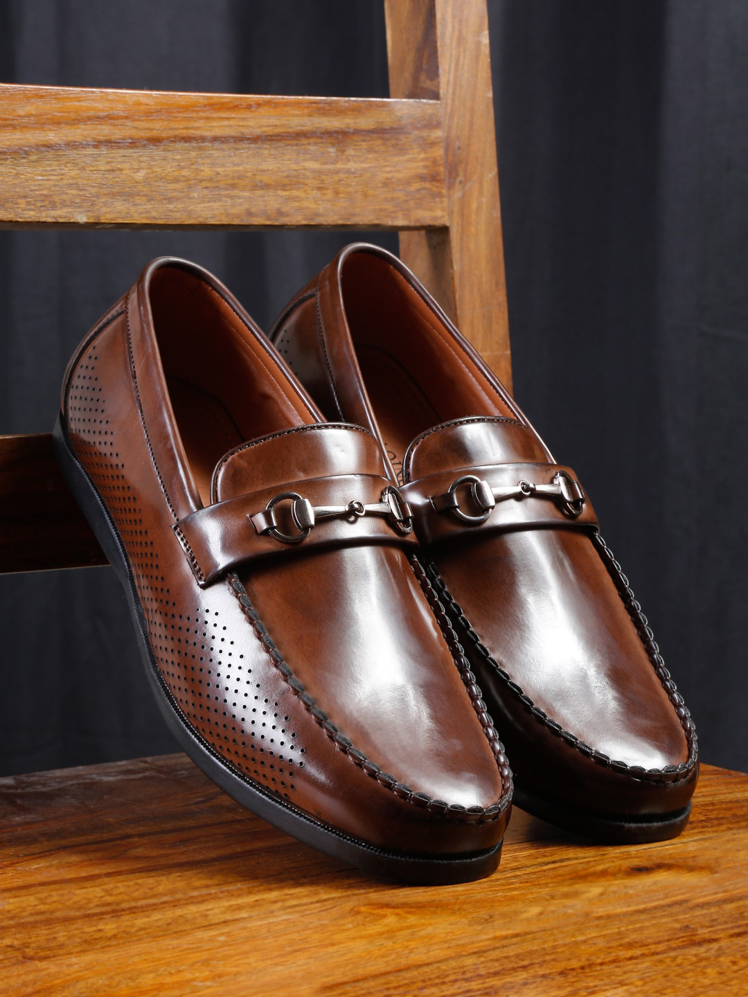 

MUTAQINOTI Men Leather Formal Loafers, Brown