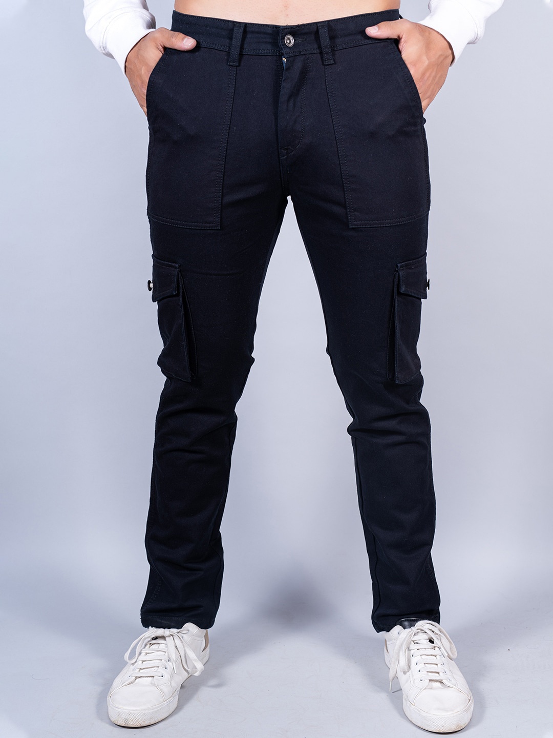 

Tistabene Men Cotton Relaxed Cargos Trousers, Black