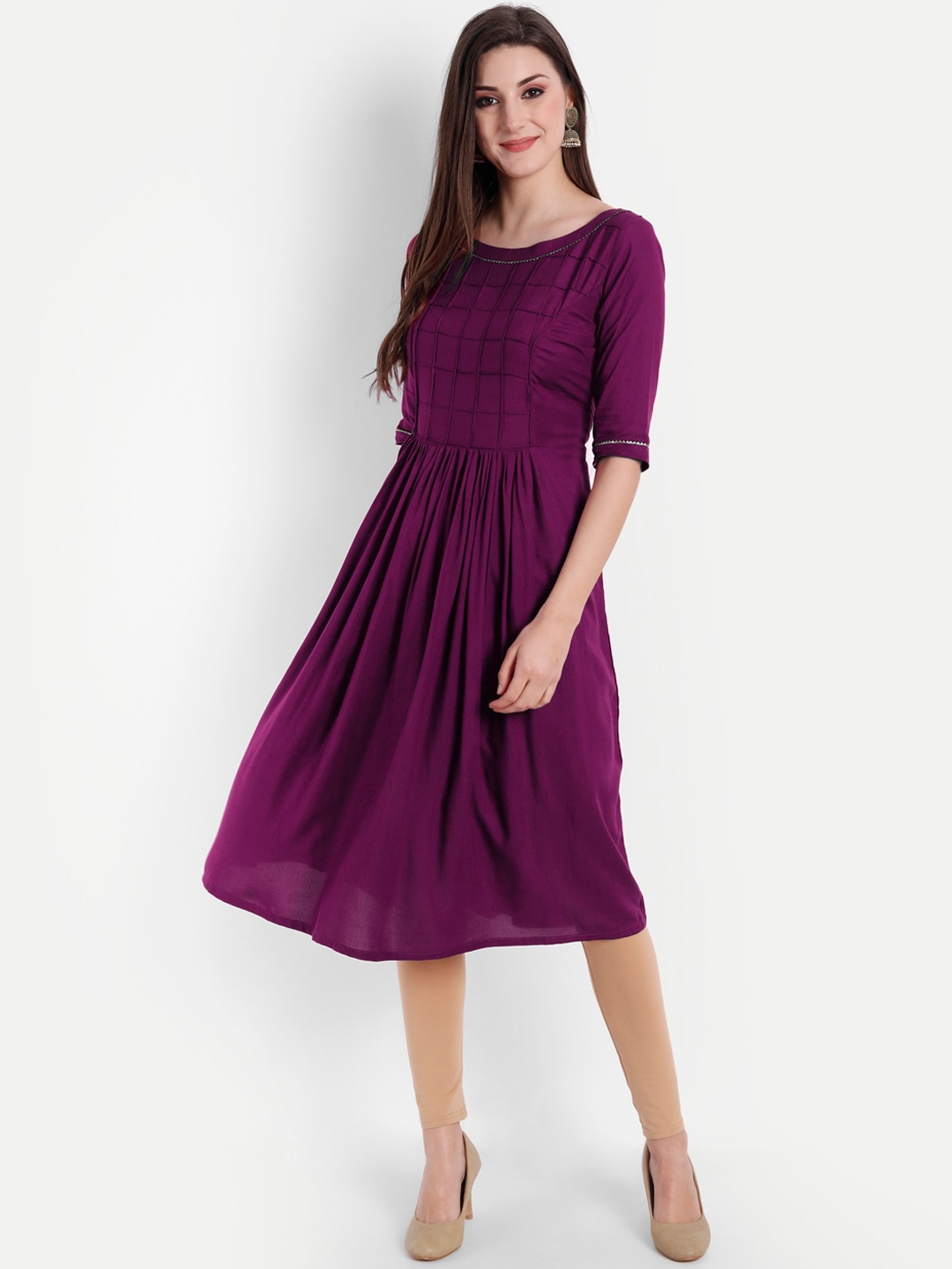 

Globon Impex Women Gotta Patti Kurta, Burgundy