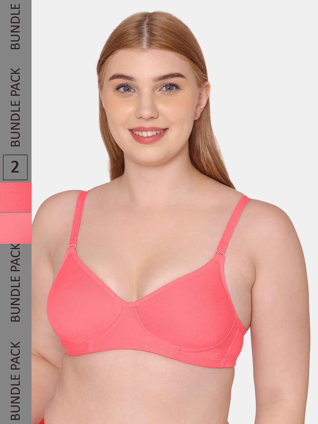 

KOMLI Lightly Padded & Non-Wired Seamless Everyday Bra, Coral