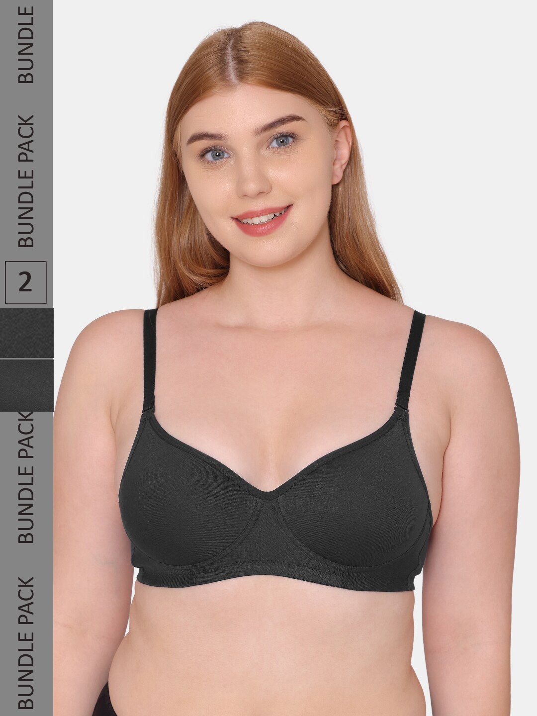 

KOMLI Lightly Padded & Non-Wired Seamless Everyday Bra, Black