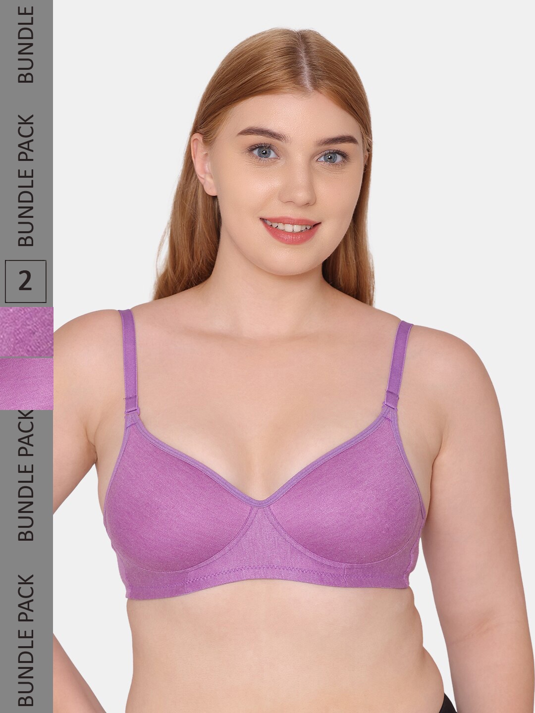 

KOMLI Pack Of 2 Lightly Padded Bra, Purple