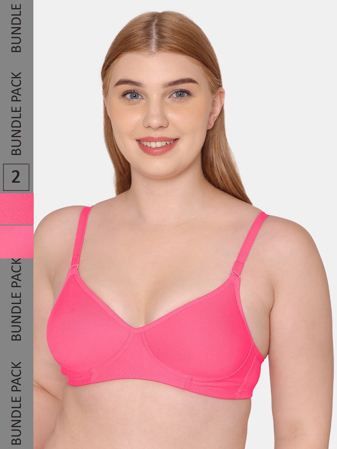 

KOMLI Pack Of 2 Lightly Padded Bra, Pink