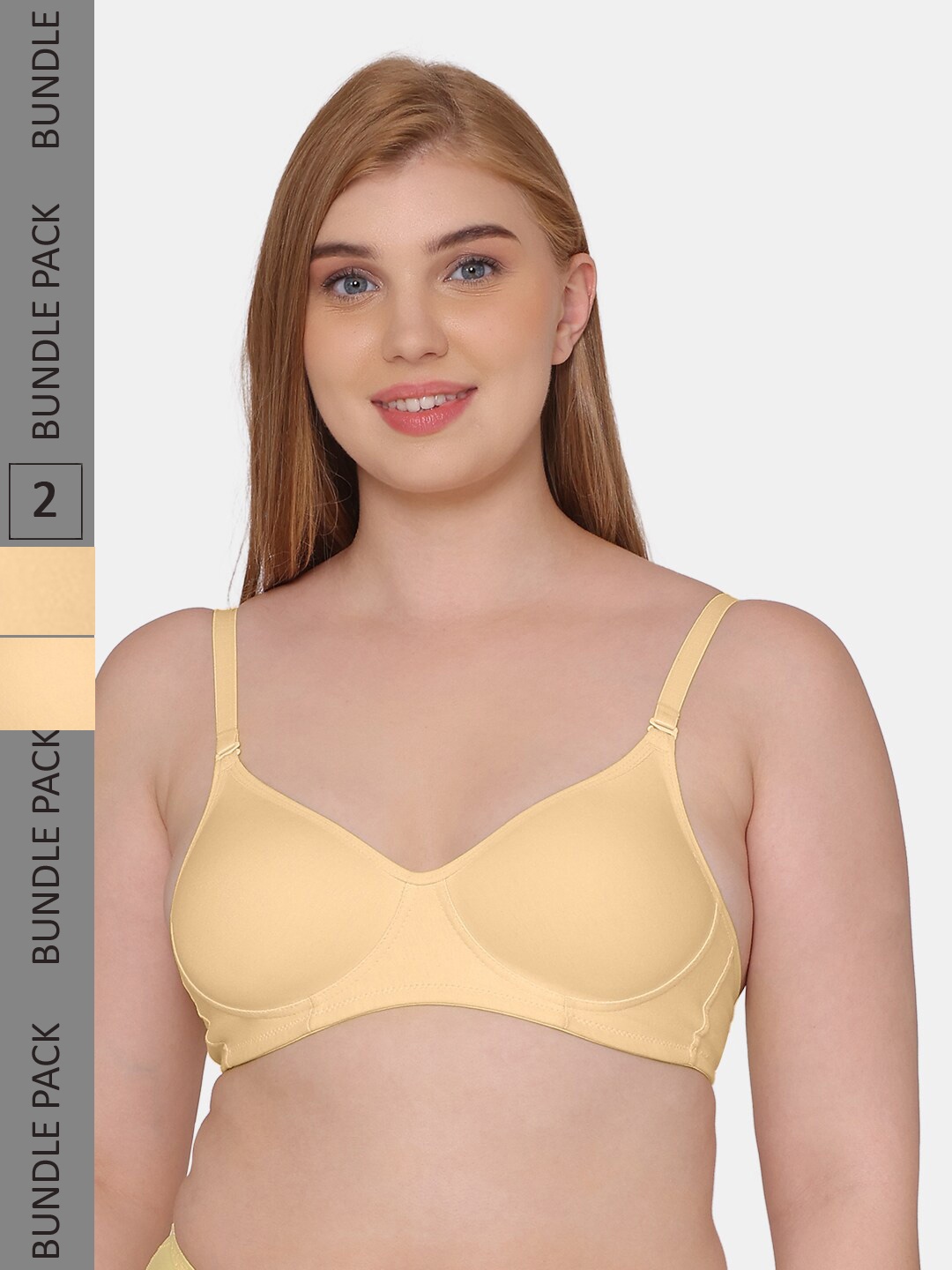 

KOMLI Pack Of 2 Lightly Padded Bra, Beige