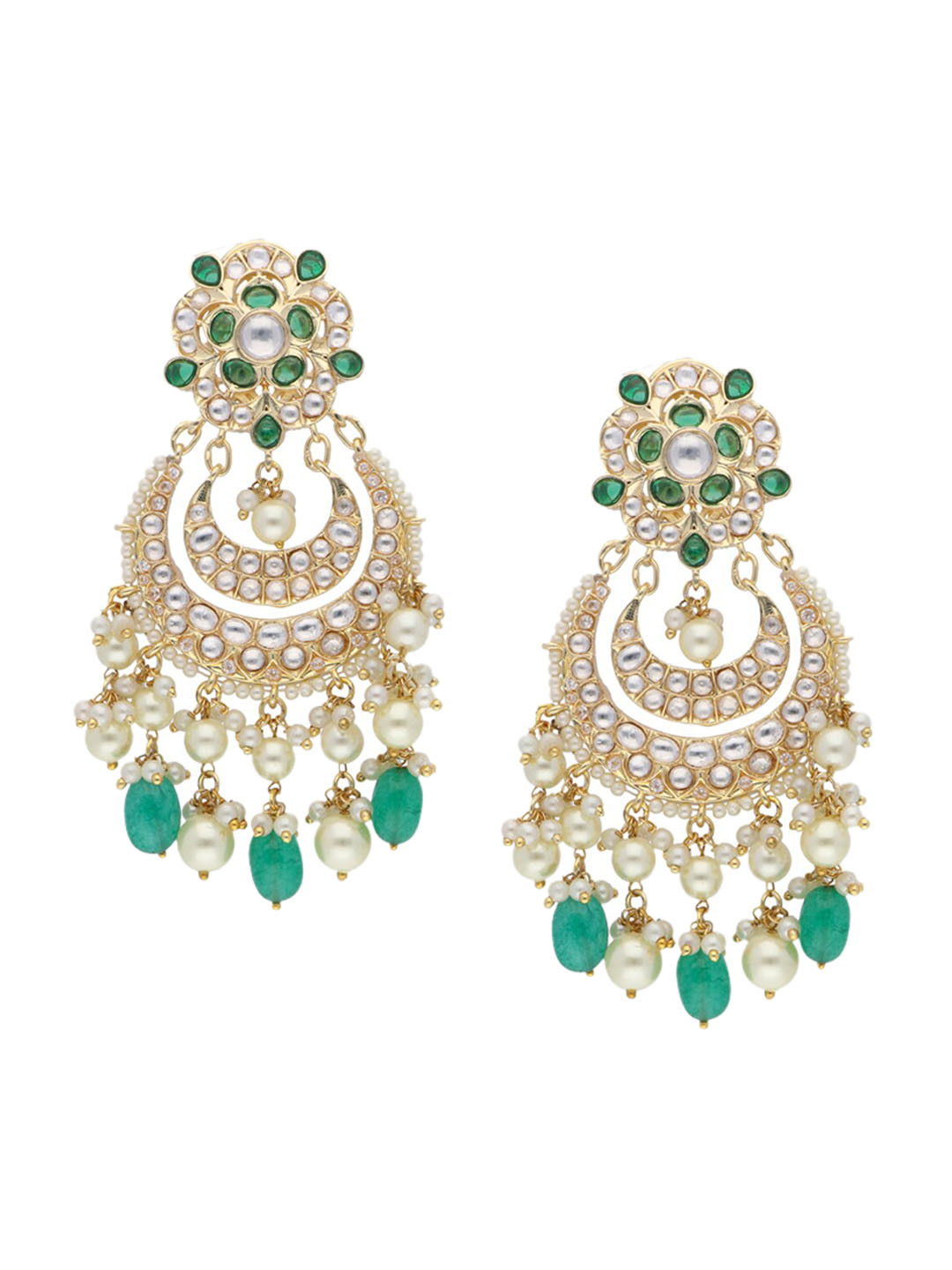 

CURIO COTTAGE Gold Plated Contemporary Chandbalis Earrings