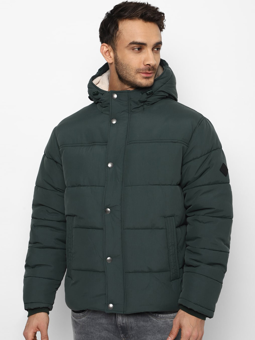

AMERICAN EAGLE OUTFITTERS Men Hooded Padded Jacket, Green