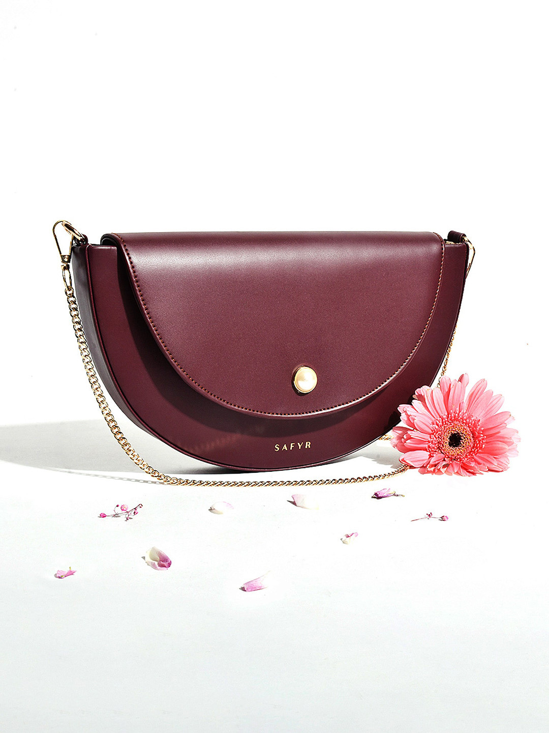 

SAFYR Half Moon Sling Bag, Burgundy